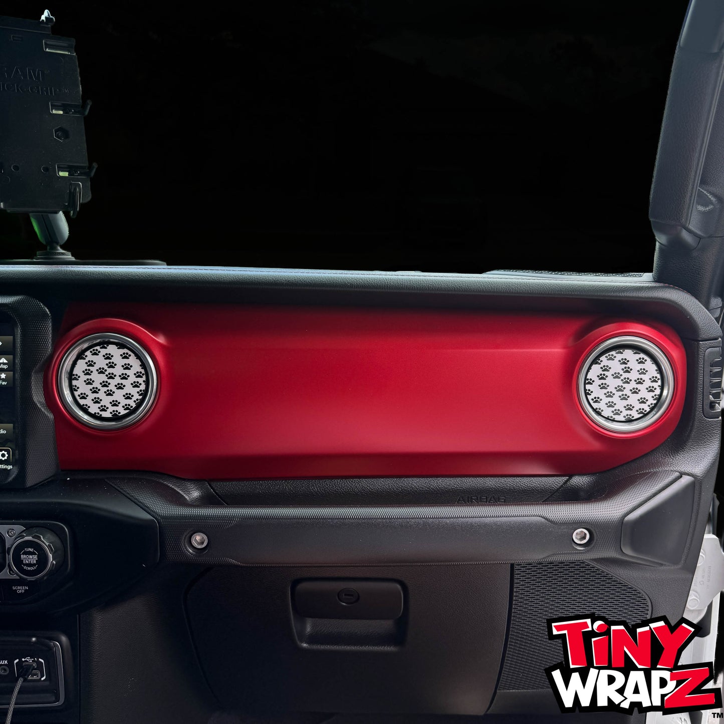 Jeep AC Vent Dog Paws 4 x Decals Fits 2011-2026 Wrangler JK Wrangler JL Gladiator