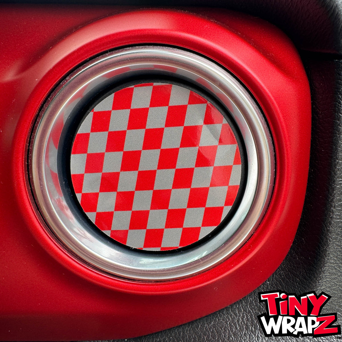 Jeep AC Vent Red & Gray Checkered Flag 4 x Decals Fits 2011-2026 Wrangler JK Wrangler JL Gladiator