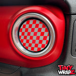 Jeep AC Vent Red & Gray Checkered Flag 4 x Decals Fits 2011-2026 Wrangler JK Wrangler JL Gladiator