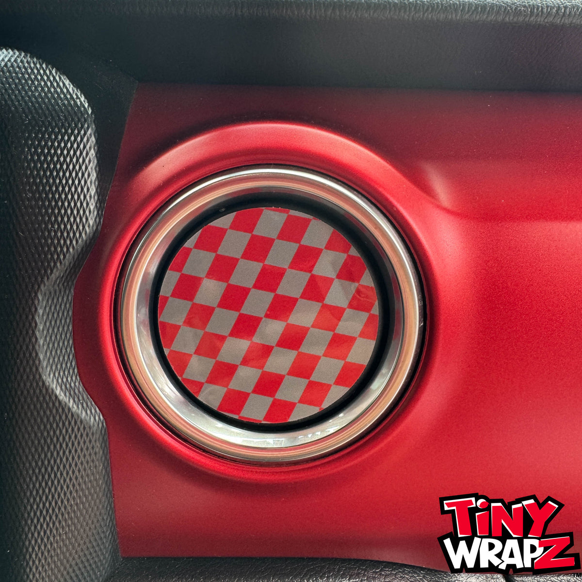 Jeep AC Vent Red & Gray Checkered Flag 4 x Decals Fits 2011-2026 Wrangler JK Wrangler JL Gladiator