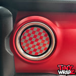 Jeep AC Vent Red & Gray Checkered Flag 4 x Decals Fits 2011-2026 Wrangler JK Wrangler JL Gladiator
