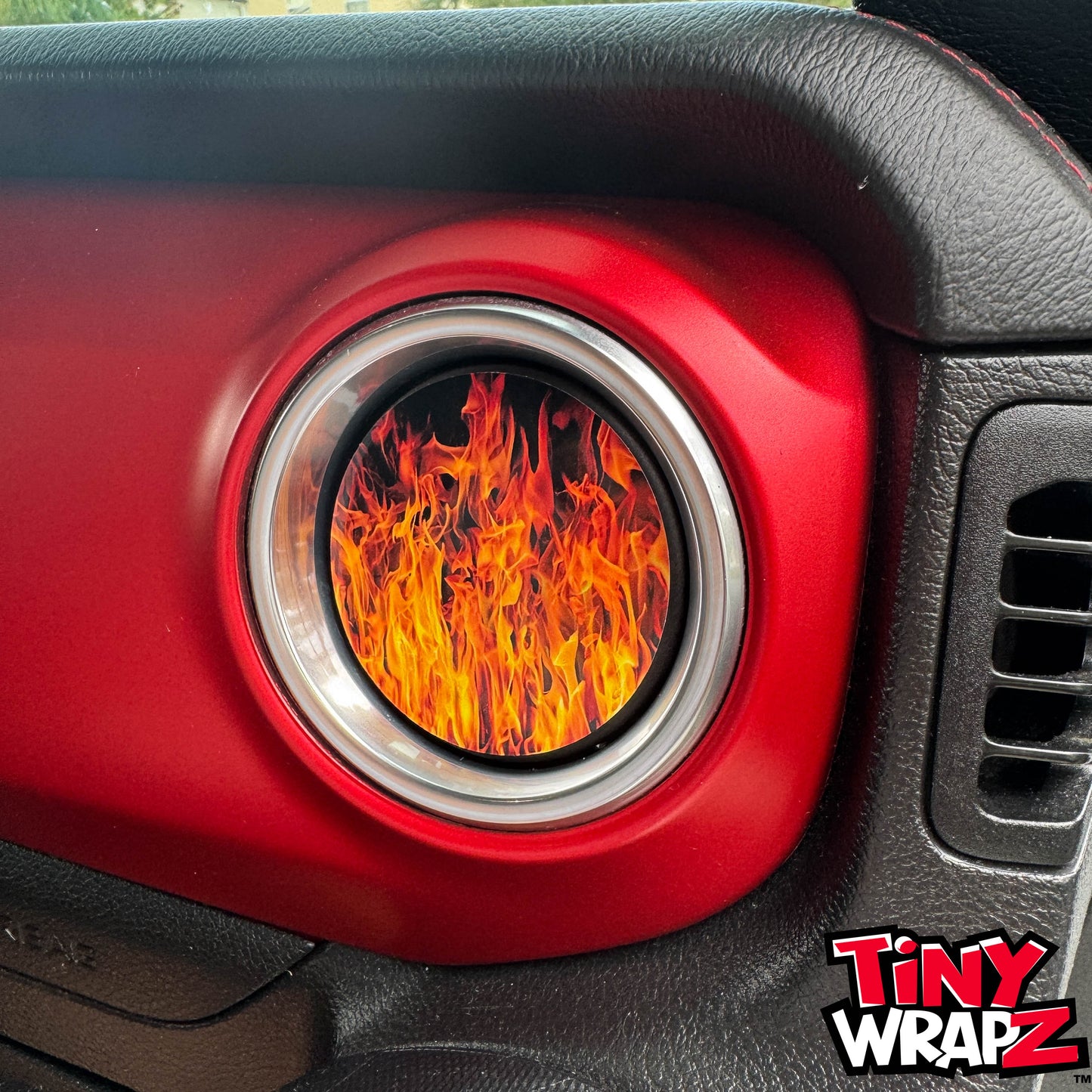 Jeep AC Vent Real Flames 4 x Decals Fits 2011-2026 Wrangler JK Wrangler JL Gladiator