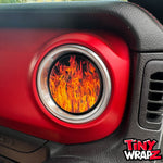 Jeep AC Vent Real Flames 4 x Decals Fits 2011-2026 Wrangler JK Wrangler JL Gladiator
