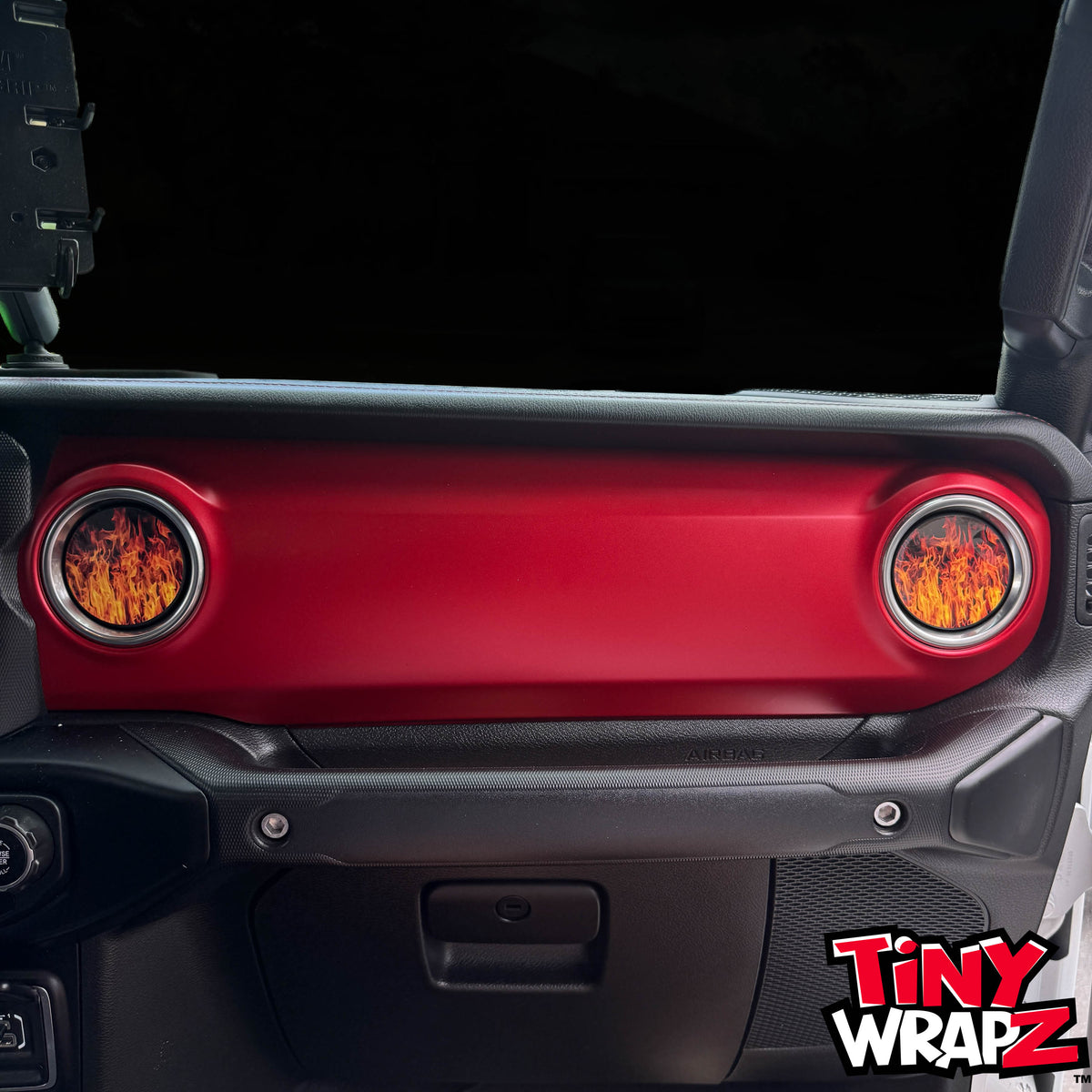 Jeep AC Vent Real Flames 4 x Decals Fits 2011-2026 Wrangler JK Wrangler JL Gladiator