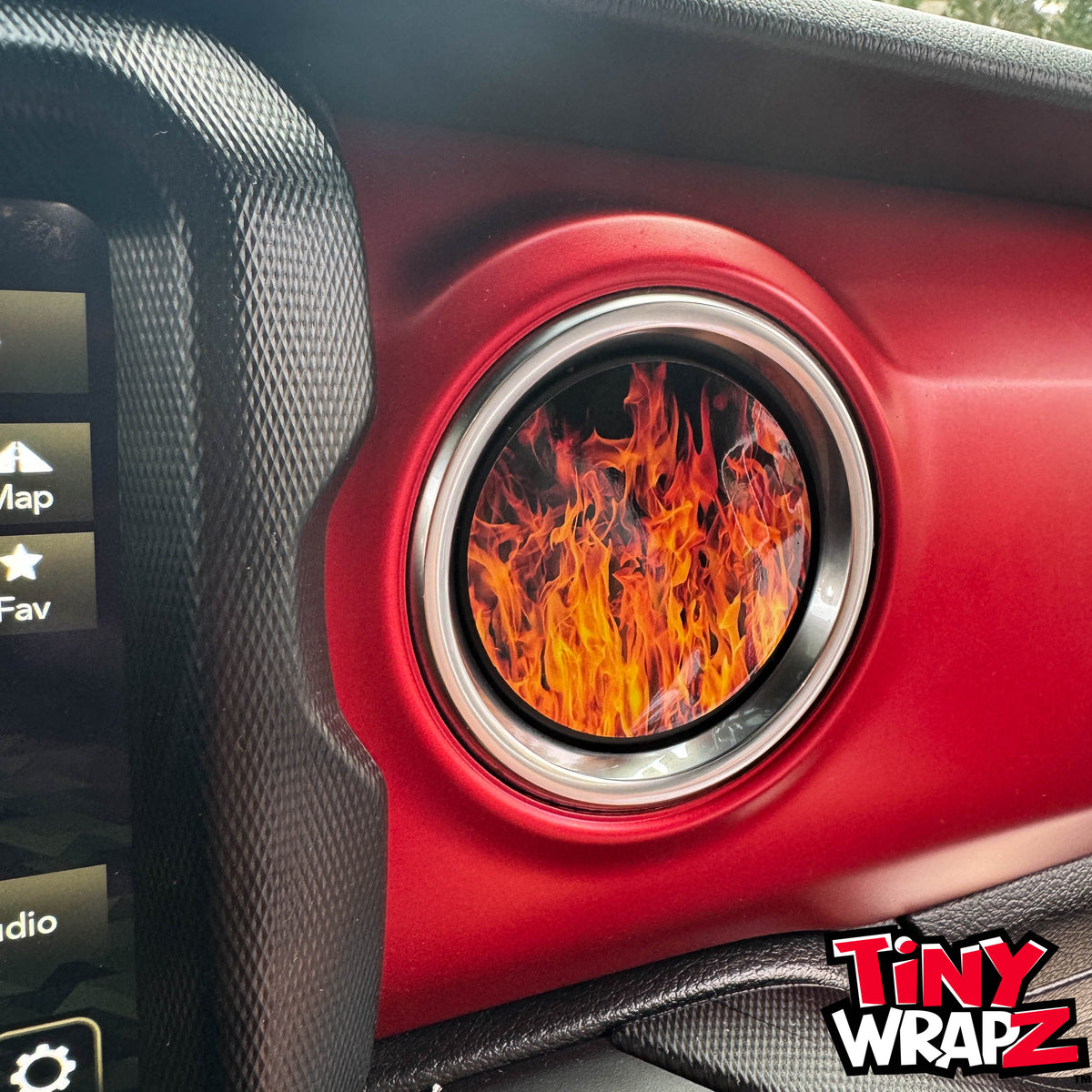 Jeep AC Vent Real Flames 4 x Decals Fits 2011-2026 Wrangler JK Wrangler JL Gladiator