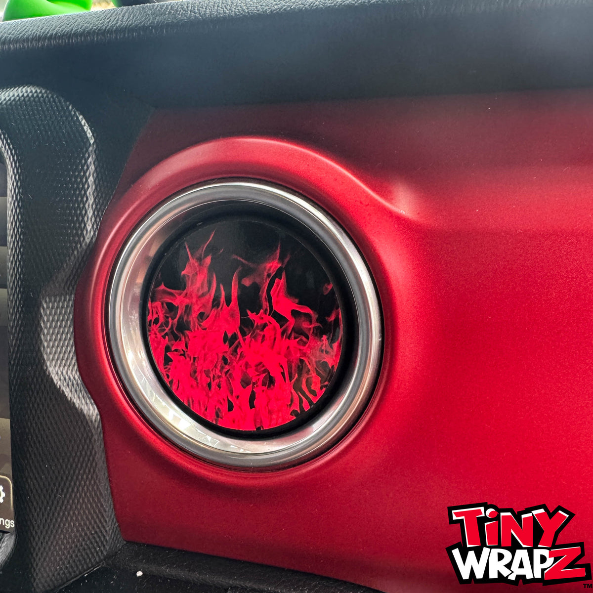 Jeep AC Vent Red Flames 4 x Decals Fits 2011-2026 Wrangler JK Wrangler JL Gladiator