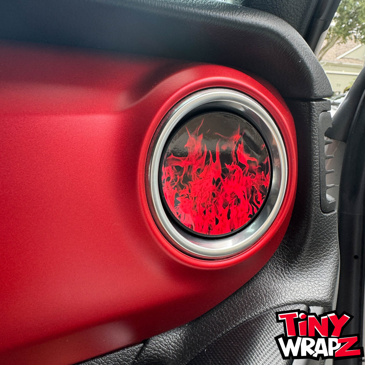 Jeep AC Vent Red Flames 4 x Decals Fits 2011-2026 Wrangler JK Wrangler JL Gladiator