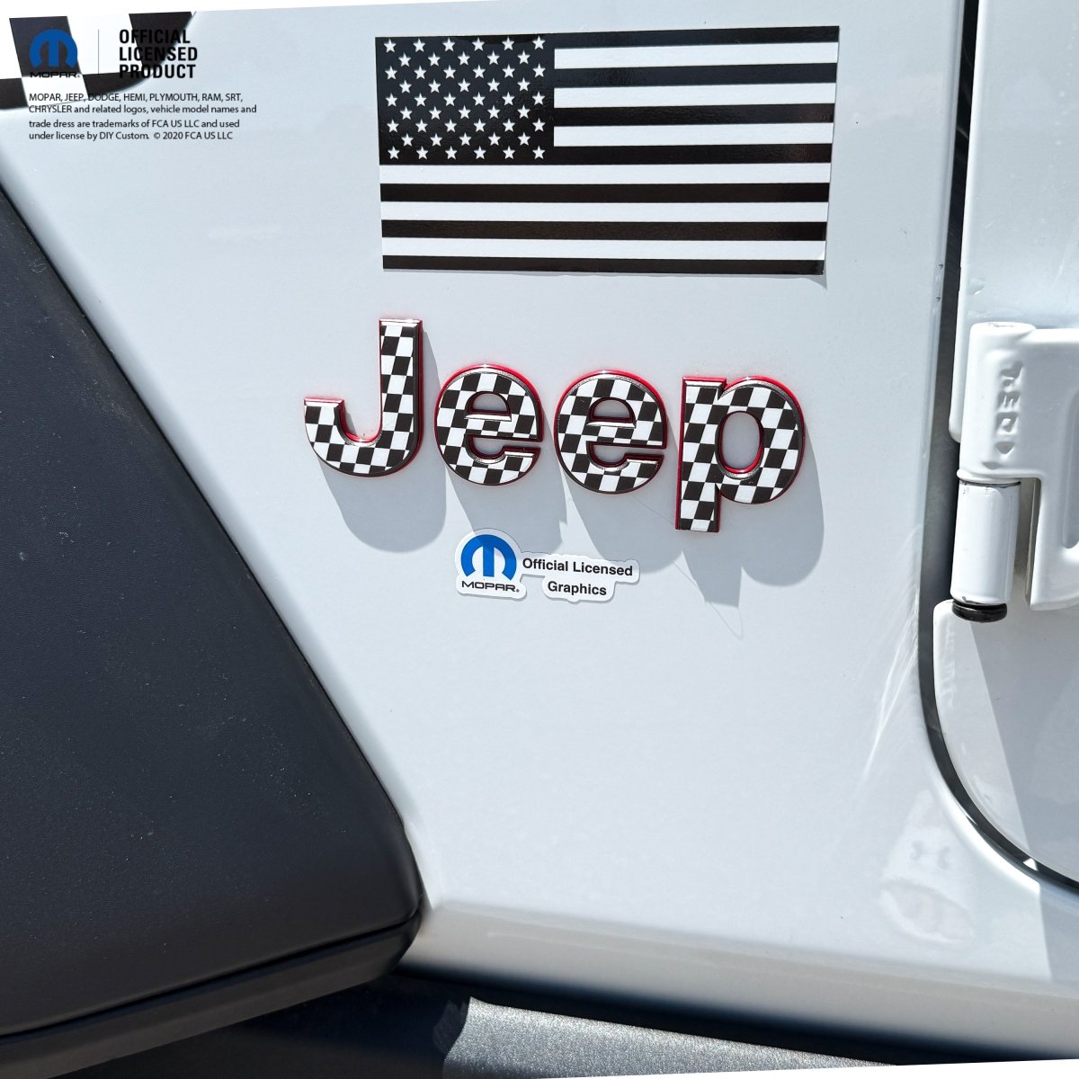 Jeep Emblem Overlay Decals - Checkered Flag - Tiny Wrapz