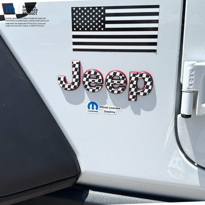 Jeep Emblem Overlay Decals - Checkered Flag