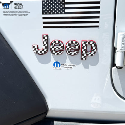 Jeep Emblem Overlay Decals - Checkered Flag