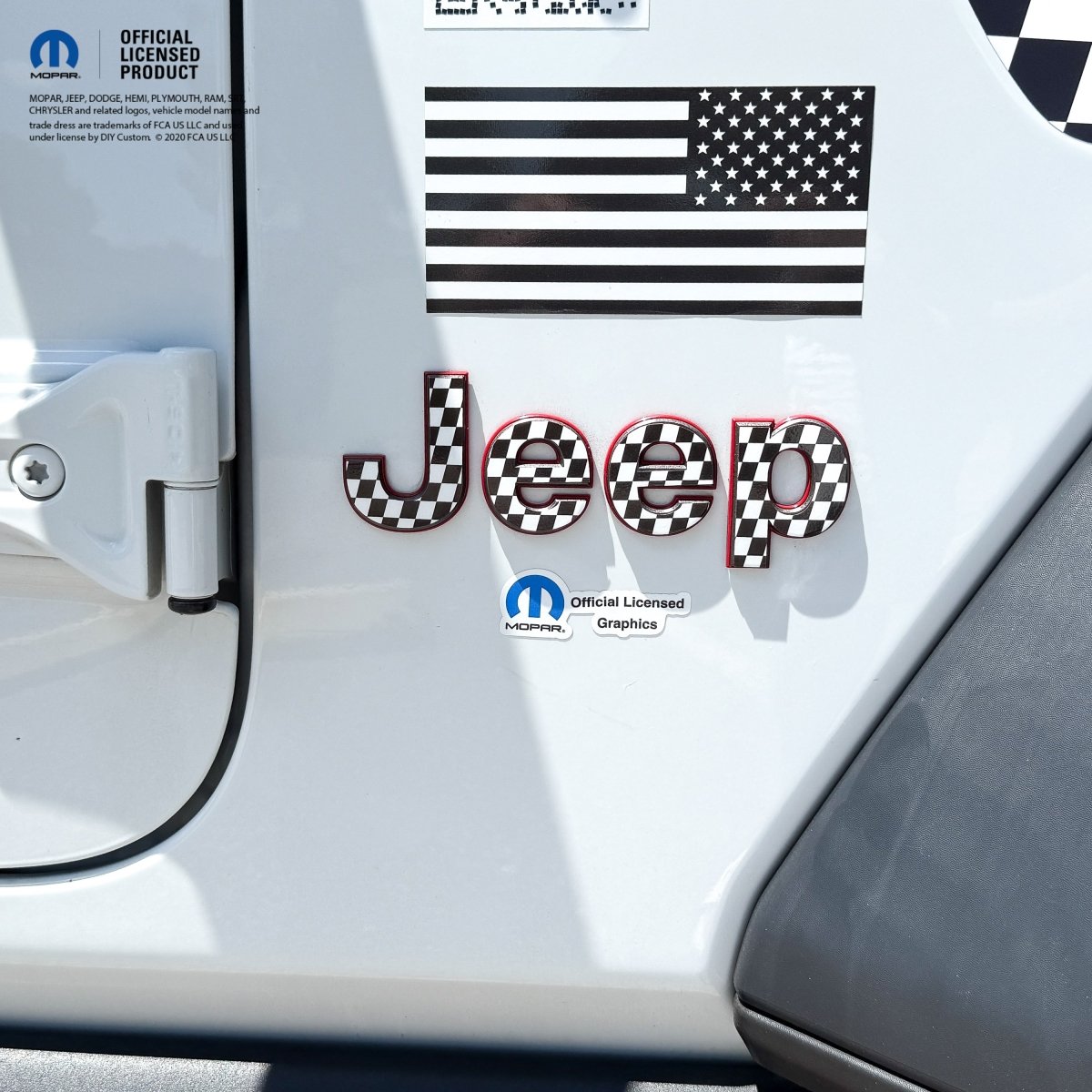 Jeep Emblem Overlay Decals - Checkered Flag - Tiny Wrapz