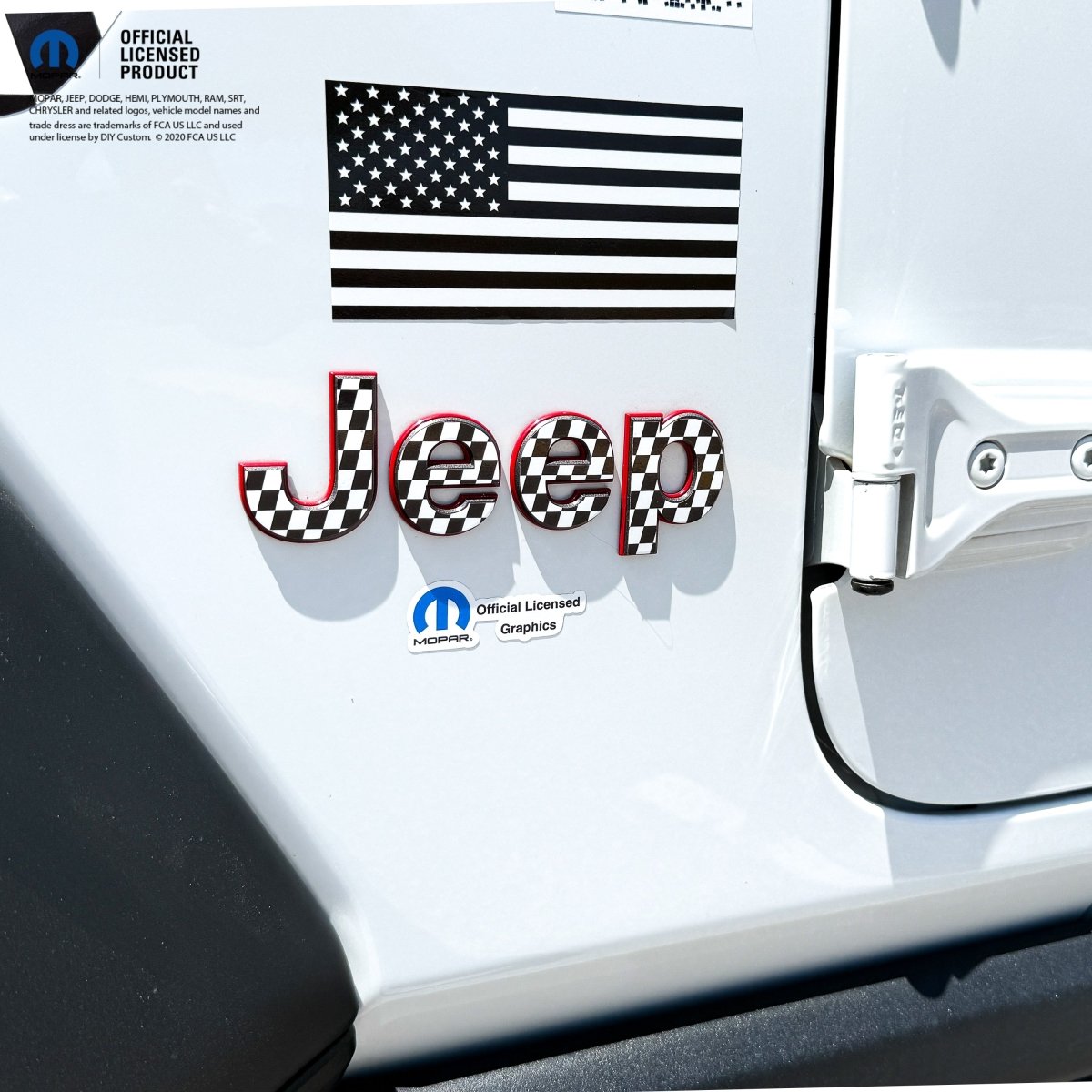 Jeep Emblem Overlay Decals - Checkered Flag - Tiny Wrapz