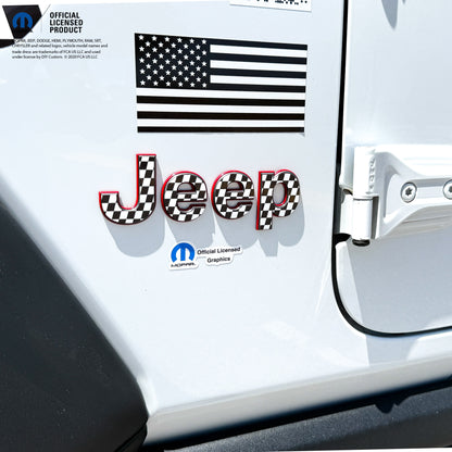 Jeep Emblem Overlay Decals - Checkered Flag
