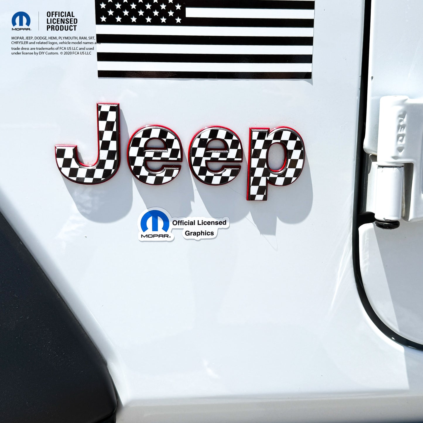 Jeep Emblem Overlay Decals - Checkered Flag