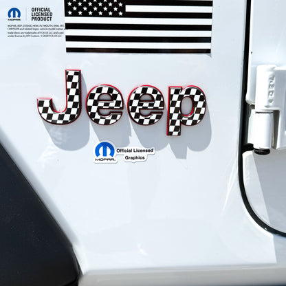 Jeep Emblem Overlay Decals - Checkered Flag
