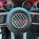 Jeep Wrangler JL Gladiator Steering Wheel Black & Gray Circle Checkered Flag Vinyl Decal Sticker