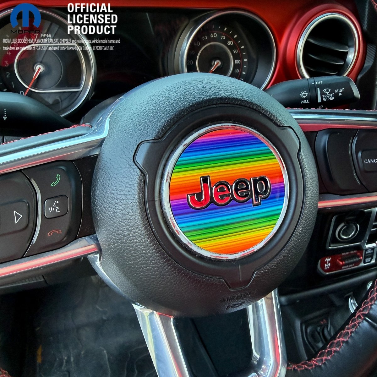 Jeep Wrangler JL Gladiator Steering Wheel Circle Rainbow Vinyl Decal Sticker - Tiny Wrapz