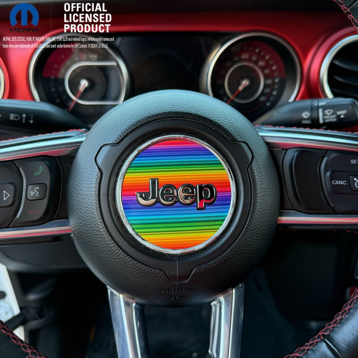 Jeep Wrangler JL Gladiator Steering Wheel Circle Rainbow Vinyl Decal Sticker - Tiny Wrapz