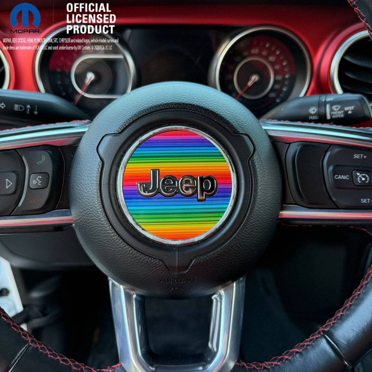 Jeep Wrangler JL Gladiator Steering Wheel Circle Rainbow Vinyl Decal Sticker - Tiny Wrapz