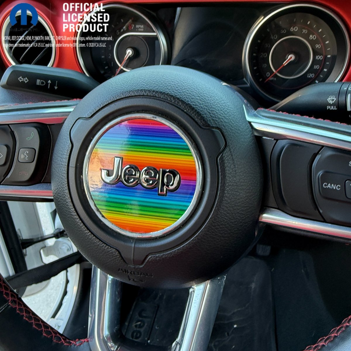 Jeep Wrangler JL Gladiator Steering Wheel Circle Rainbow Vinyl Decal Sticker - Tiny Wrapz