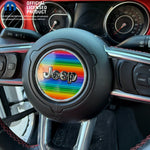 Jeep Wrangler JL Gladiator Steering Wheel Circle Rainbow Vinyl Decal Sticker - Tiny Wrapz