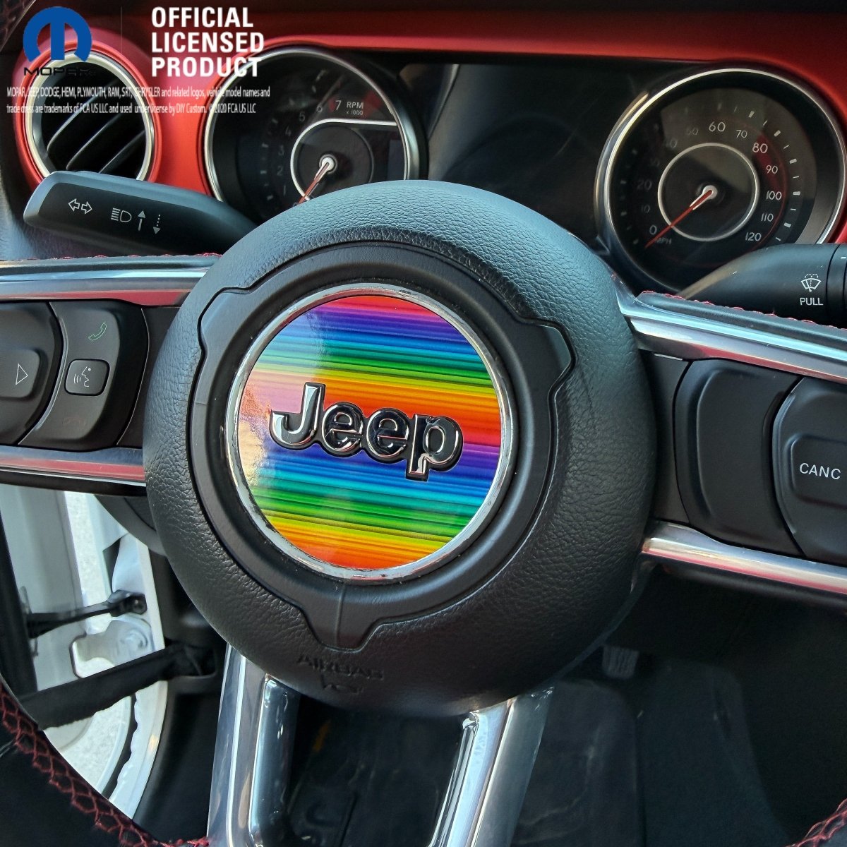 Jeep Wrangler JL Gladiator Steering Wheel Circle Rainbow Vinyl Decal Sticker - Tiny Wrapz