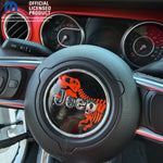 Jeep Wrangler JL Gladiator Steering Wheel Circle Red T-Rex Skeleton Vinyl Decal Sticker