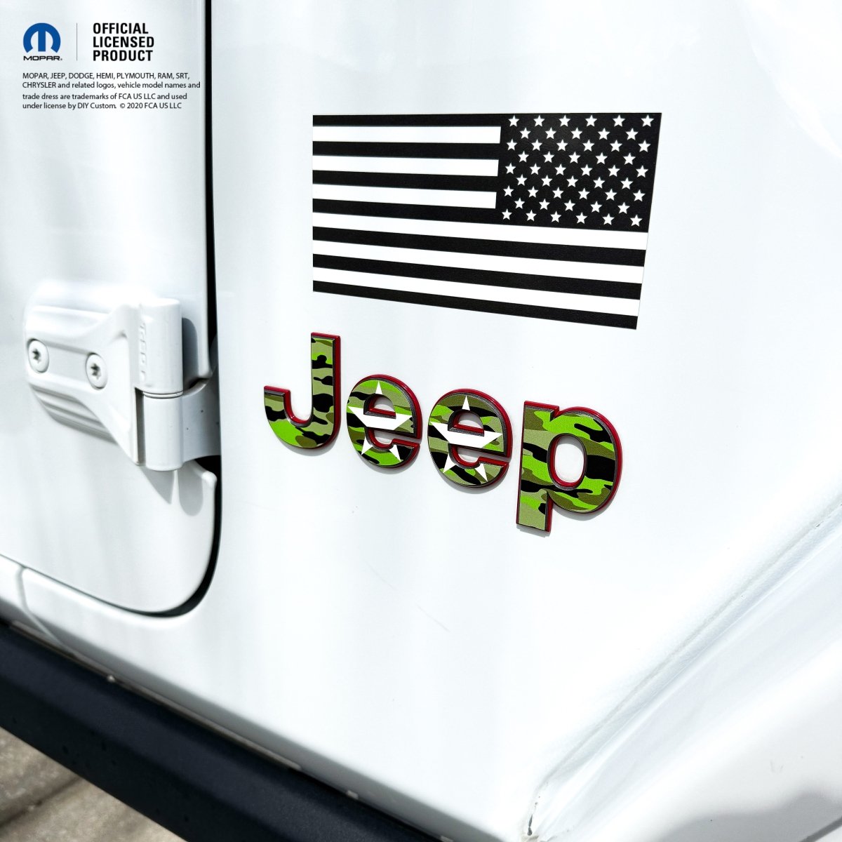 Jeep Emblem Overlay Decals - Green Star Camo - Tiny Wrapz