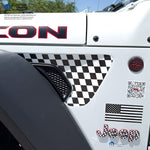 Jeep Emblem Overlay Decals - Checkered Flag Fender Vent Decal Wrangler JL Gladiator JT - Tiny Wrapz