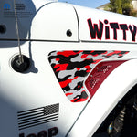 Jeep Fender Vent Decals Pair "Red & Gray Camo" Fits 2018-2026 Wrangler JL & Gladiator - Tiny Wrapz