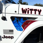 Jeep Fender Vent Decals Pair "Blue Flames" Fits 2018-2026 Wrangler JL & Gladiator - Tiny Wrapz