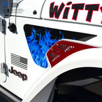 Jeep Fender Vent Decals Pair "Blue Flames" Fits 2018-2026 Wrangler JL & Gladiator - Tiny Wrapz