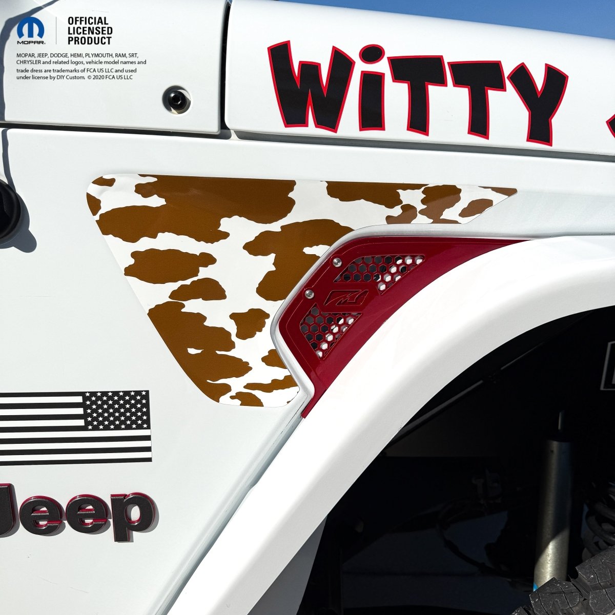 Jeep Fender Vent Decals Pair "Brown Cow" Fits 2018-2026 Wrangler JL & Gladiator - Tiny Wrapz