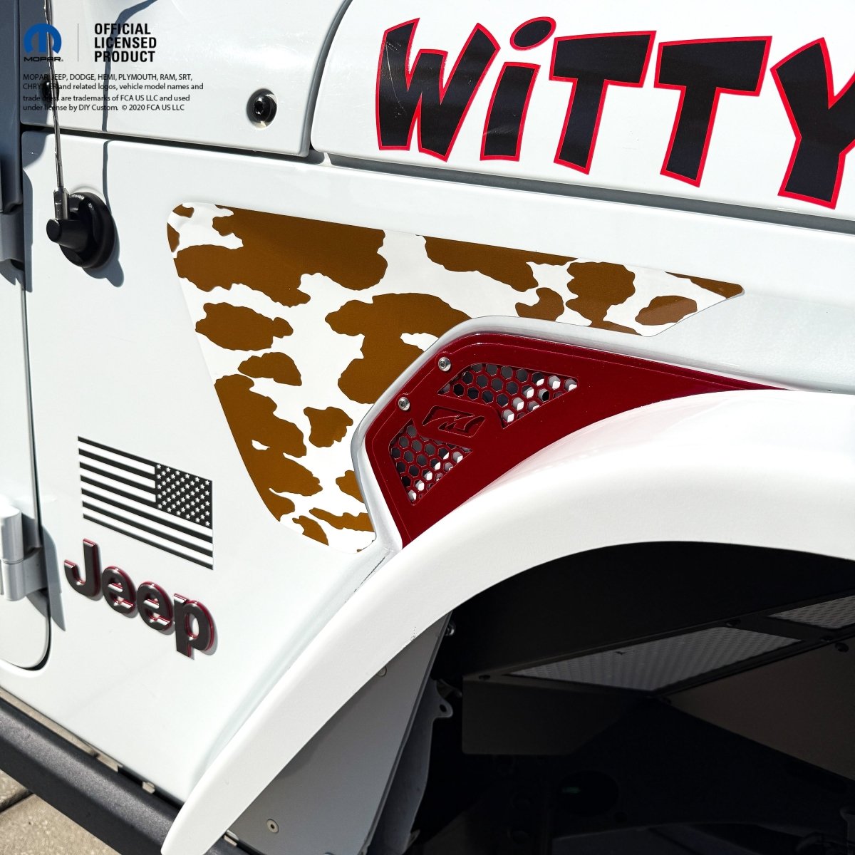 Jeep Fender Vent Decals Pair "Brown Cow" Fits 2018-2026 Wrangler JL & Gladiator - Tiny Wrapz