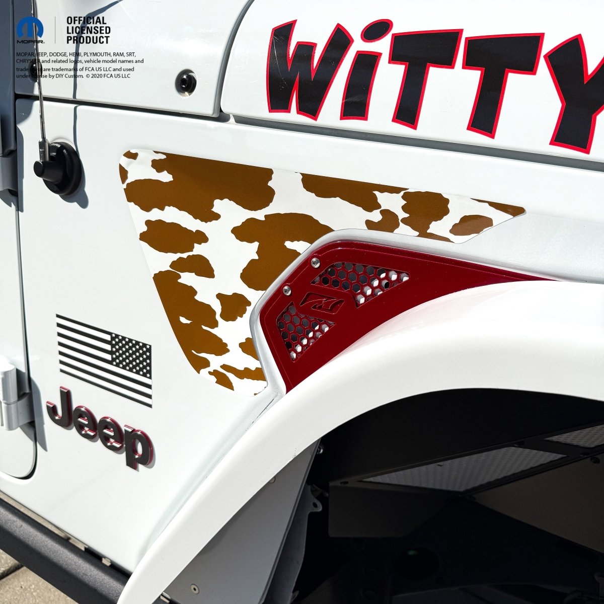 Jeep Fender Vent Decals Pair "Brown Cow" Fits 2018-2026 Wrangler JL & Gladiator - Tiny Wrapz