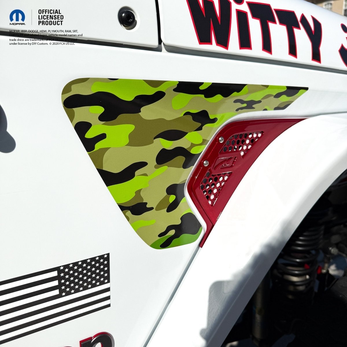 Jeep Fender Vent Decals Pair "Army Green Camo" Fits 2018-2026 Wrangler JL & Gladiator - Tiny Wrapz