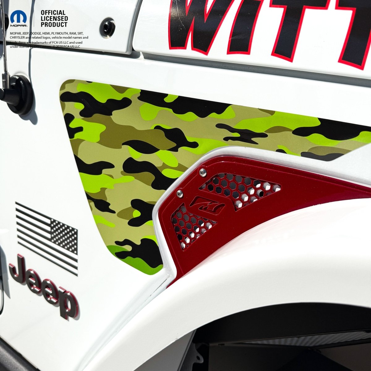 Jeep Fender Vent Decals Pair "Army Green Camo" Fits 2018-2026 Wrangler JL & Gladiator - Tiny Wrapz