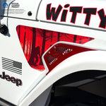 Jeep Fender Vent Decals Pair "Big Foot-Red" Fits 2018-2026 Wrangler JL & Gladiator - Tiny Wrapz