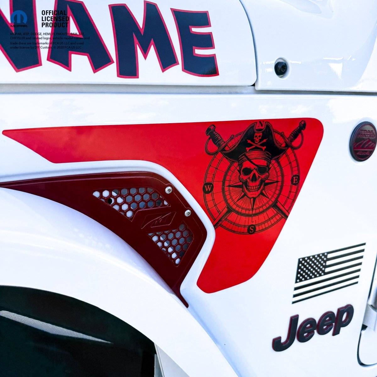 Jeep Fender Vent Decals Pair "Pirate Skulls Compass" Fits 2018-2026 Wrangler JL & Gladiator - Tiny Wrapz