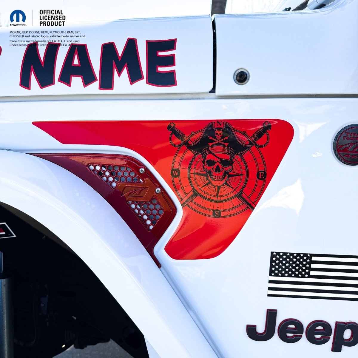 Jeep Fender Vent Decals Pair "Pirate Skulls Compass" Fits 2018-2026 Wrangler JL & Gladiator - Tiny Wrapz
