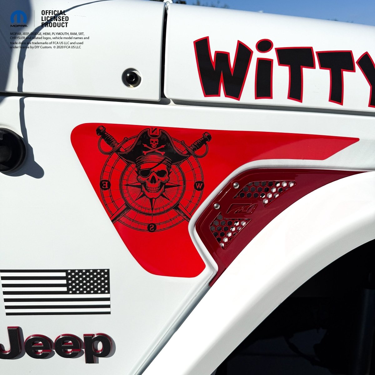 Jeep Fender Vent Decals Pair "Pirate Skulls Compass" Fits 2018-2026 Wrangler JL & Gladiator - Tiny Wrapz