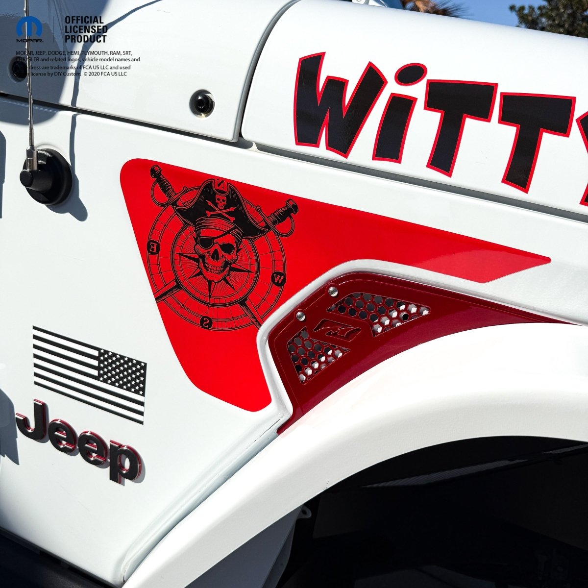Jeep Fender Vent Decals Pair "Pirate Skulls Compass" Fits 2018-2026 Wrangler JL & Gladiator - Tiny Wrapz
