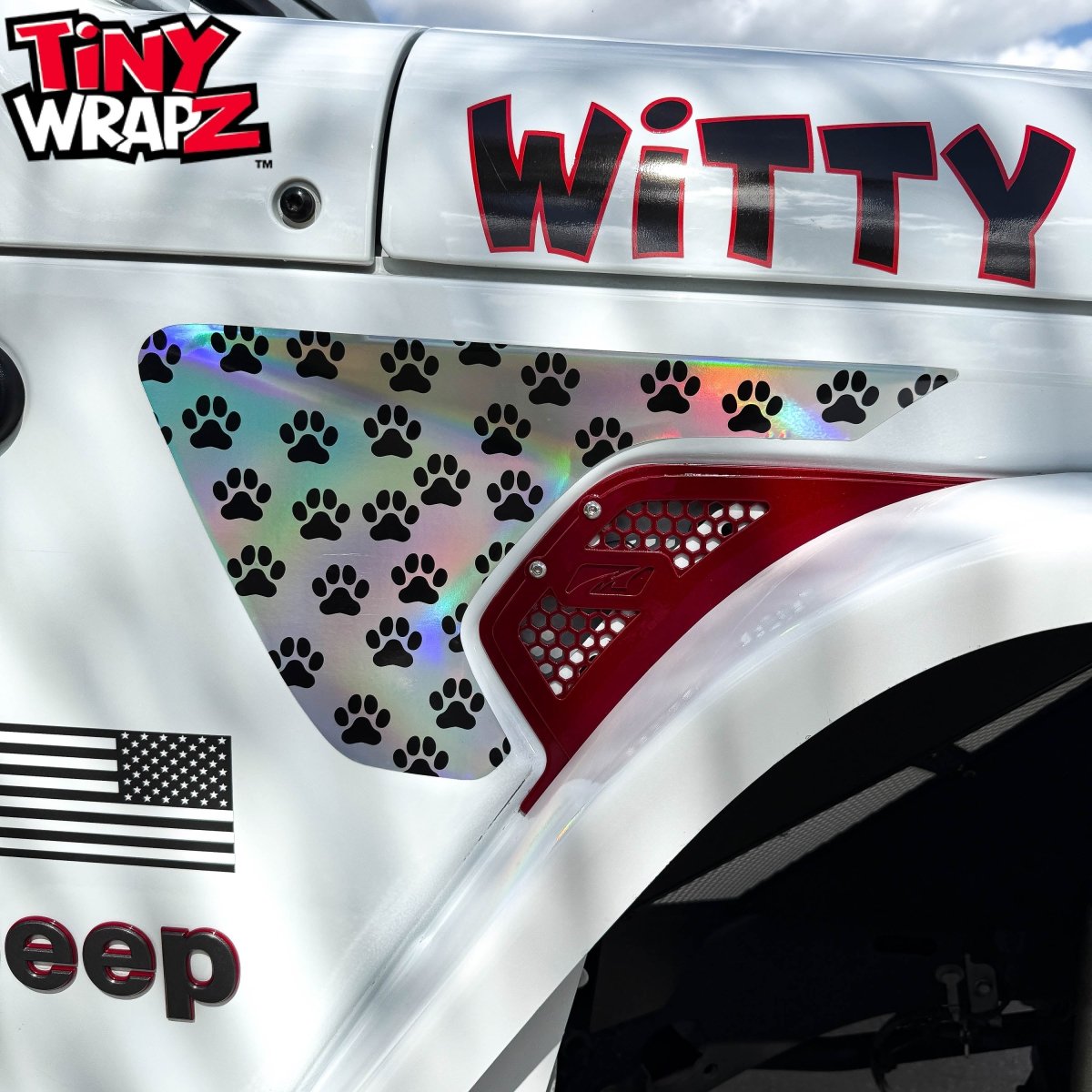 Jeep Fender Vent Decals Pair "Dog Paws" Fits 2018-2026 Wrangler JL & Gladiator - Tiny Wrapz