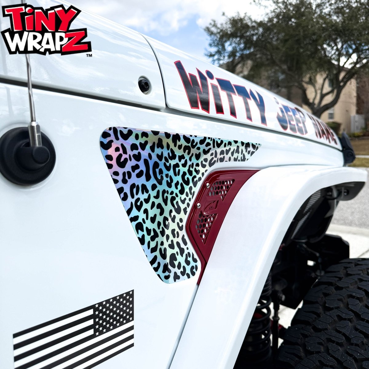 Jeep Fender Vent Decals Pair "Black & White Leopard" Fits 2018-2026 Wrangler JL & Gladiator - Tiny Wrapz
