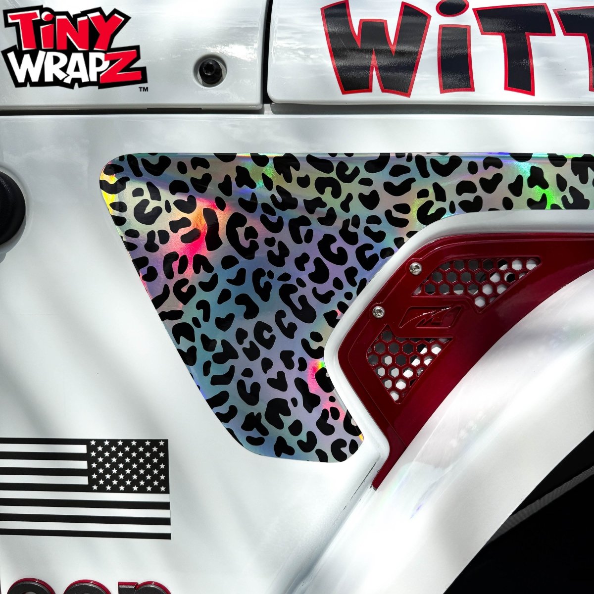 Jeep Fender Vent Decals Pair "Black & White Leopard" Fits 2018-2026 Wrangler JL & Gladiator - Tiny Wrapz