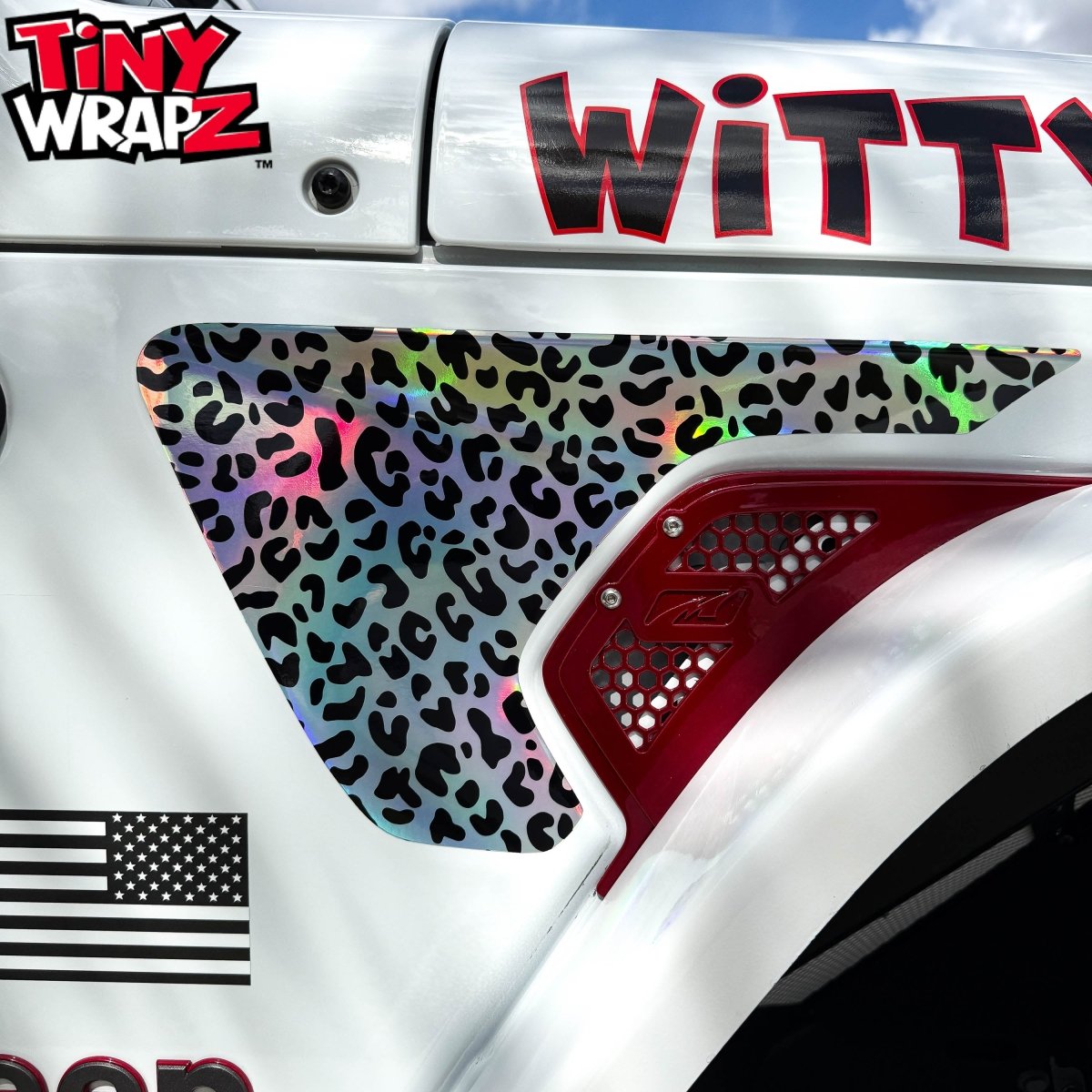 Jeep Fender Vent Decals Pair "Black & White Leopard" Fits 2018-2026 Wrangler JL & Gladiator - Tiny Wrapz