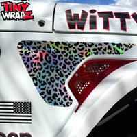 Jeep Fender Vent Decals Pair "Black & White Leopard" Fits 2018-2026 Wrangler JL & Gladiator - Tiny Wrapz