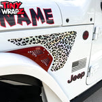 Jeep Fender Vent Decals Pair "Black & White Leopard" Fits 2018-2026 Wrangler JL & Gladiator - Tiny Wrapz