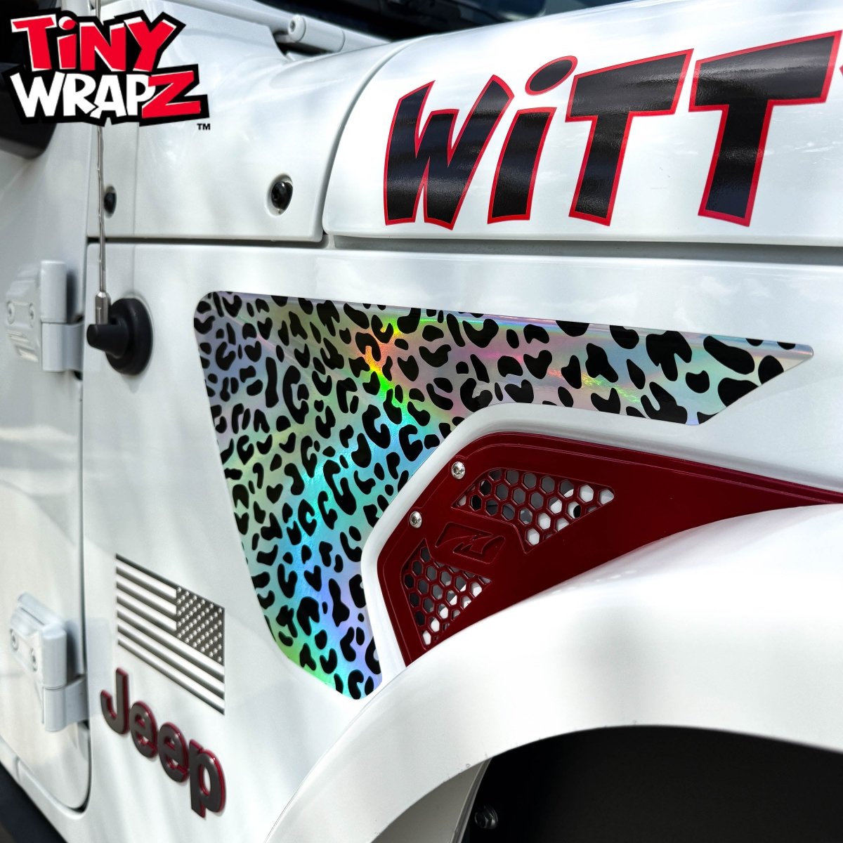 Jeep Fender Vent Decals Pair "Black & White Leopard" Fits 2018-2026 Wrangler JL & Gladiator - Tiny Wrapz
