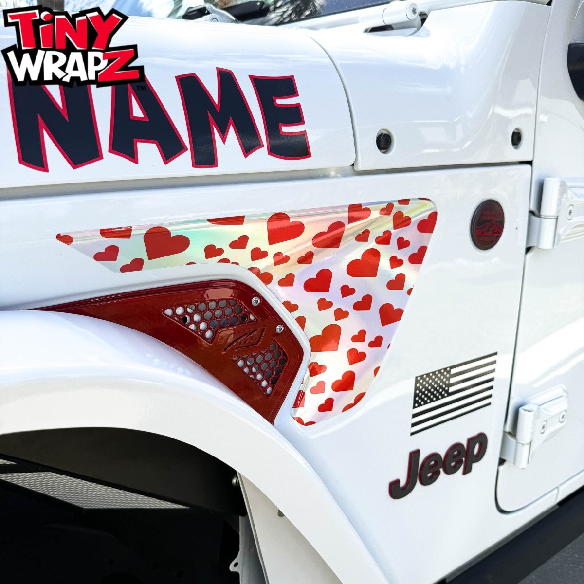 Jeep Fender Vent Decals Pair "Hearts" Fits 2018-2026 Wrangler JL & Gladiator